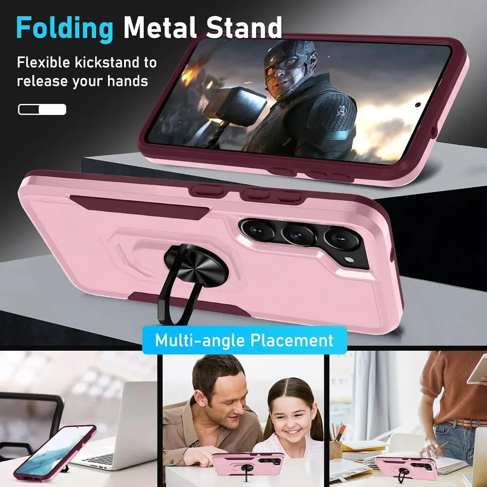 Galaxy S23 Heavy Duty Case w/Screen Protector & Lens Protector, Pink or Blue